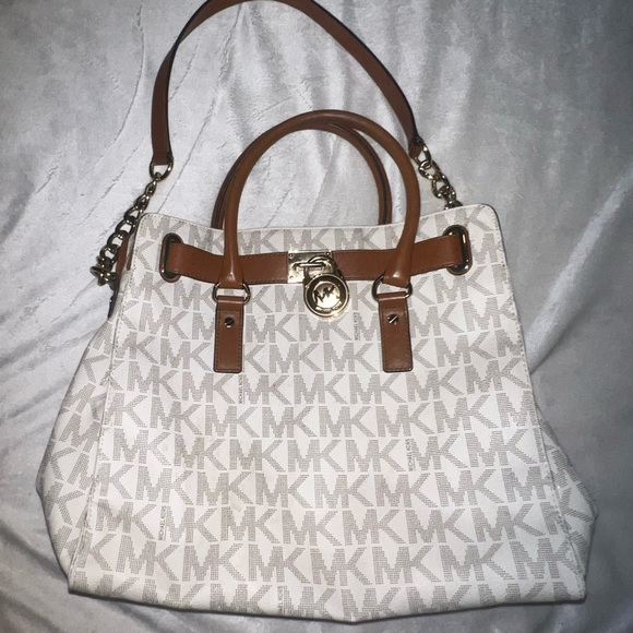 MICHAEL KORS… 3-Piece Purse Set… White, Gold, and Brown Leather…with MK Lock - Picture 12 of 13